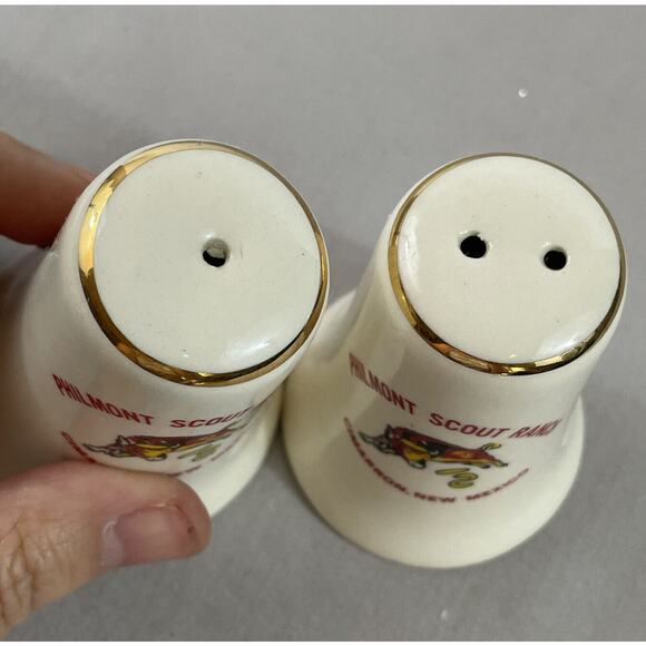 Philmont Scout Ranch Salt & Pepper Shaker Set Vtg 1960s 1970s Cimarron NM Bull - Picture 4 of 8